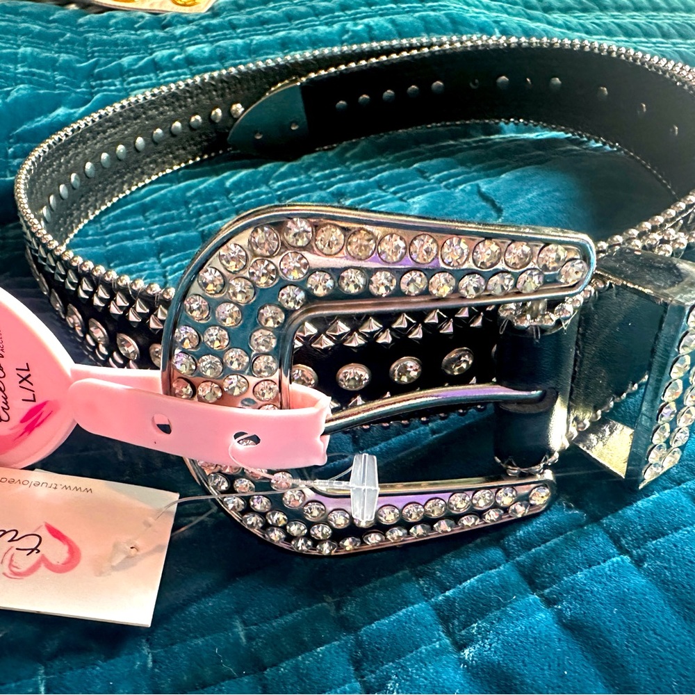 NWT Black Belt with Rhinestone Accents